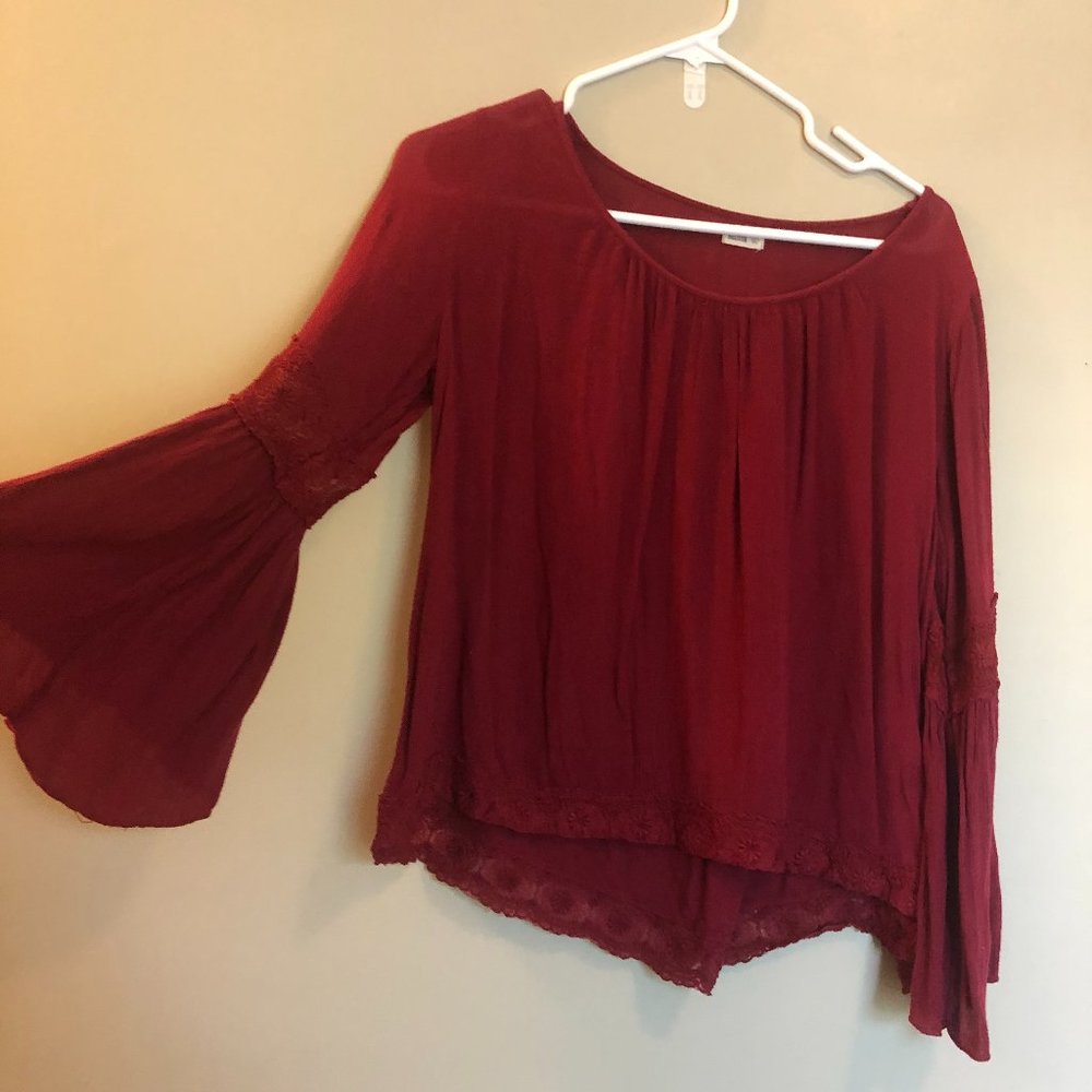 Lace-Trim Flowy Shirt